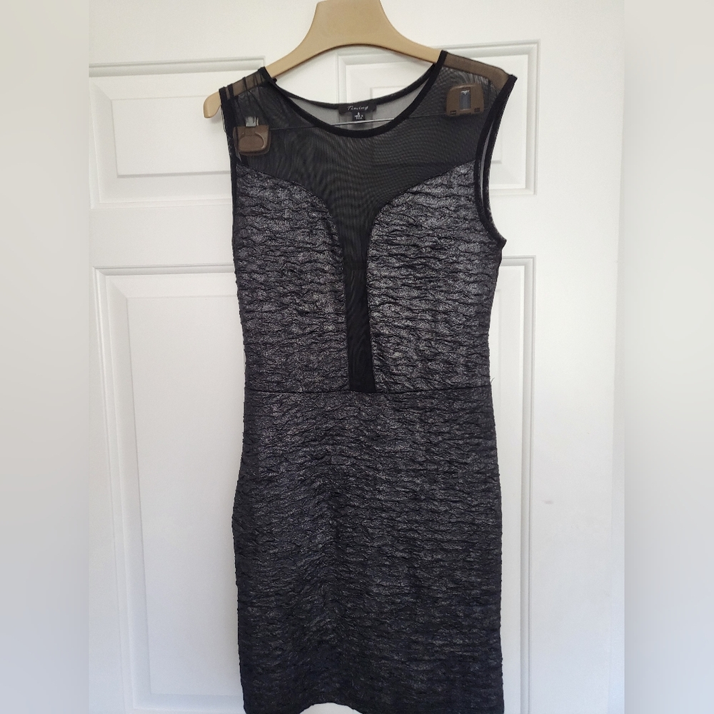 Elegant Spooky Black Sleeveless Shear Bodycon Goth Mini Dress Size Small
